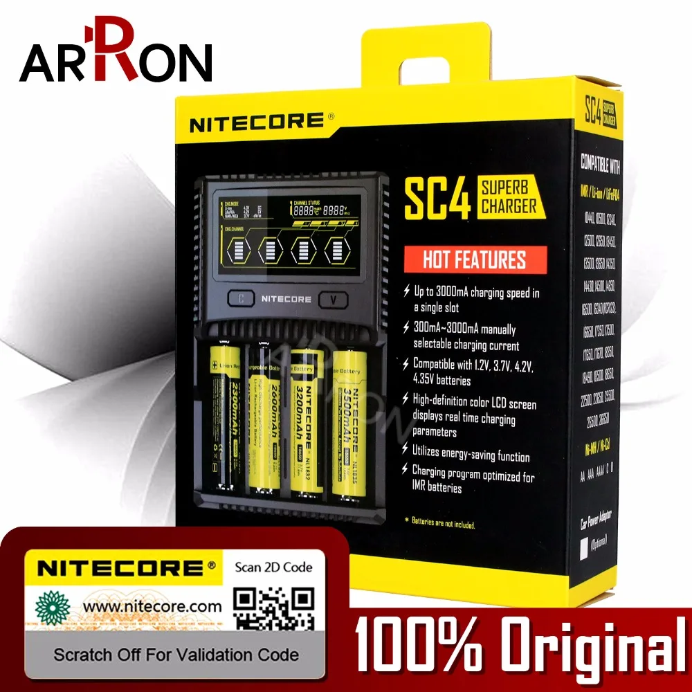 

NITECORE UM2 UM4 SC4 For Li-ion IMR LiFePO4 Ni-MH(NiCd) 18650 17650 17670 21700 14500 Batteries USB QC Battery Charger