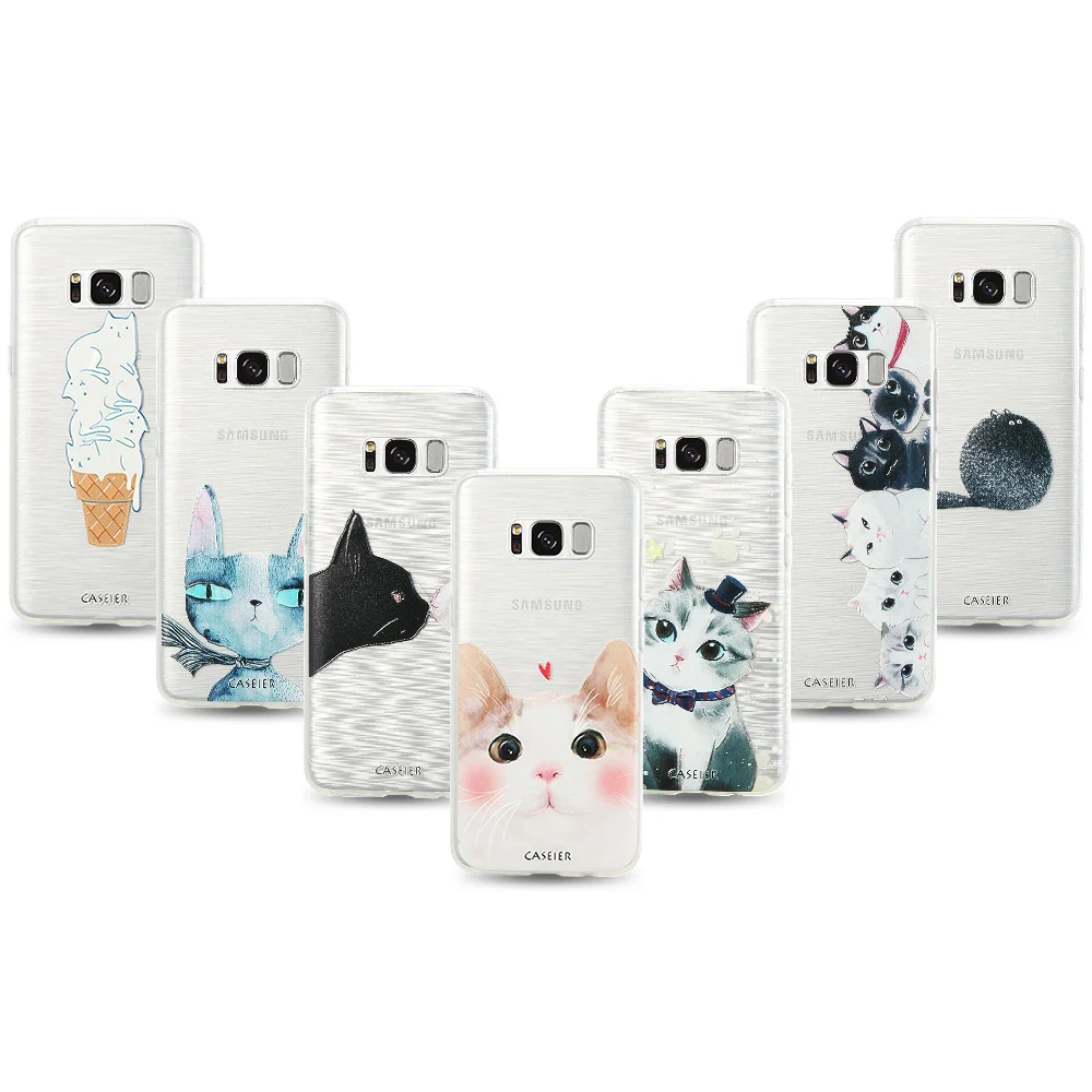 Caseier милый Кот 3D emboss чехол для телефона samsung S6 S7 Edge мягкие чехлы из ТПУ S8 Plus Note 8 Funda