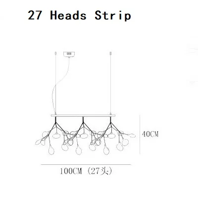Современный золотой черный Светлячок, подвесные светильники, длинное дерево, подвесной светильник, стеклянные листья, подвесной светильник, подвесные лампы, Подвесная лампа, Прямая поставка - Цвет корпуса: 27heads strip
