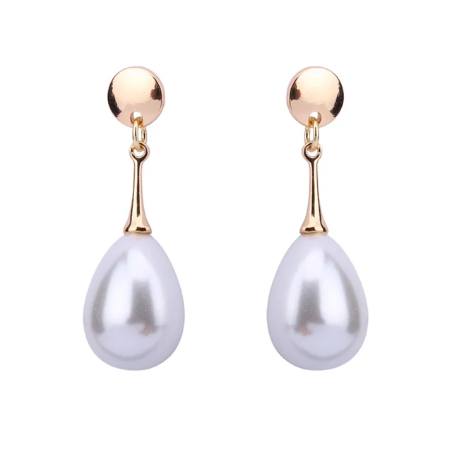 Drop Pearl Earrings Hanging Fashion Jewelry Gold Color Drop Pearl Earrings Hanging Fashion Jewelry Gold Color With Stones For Women