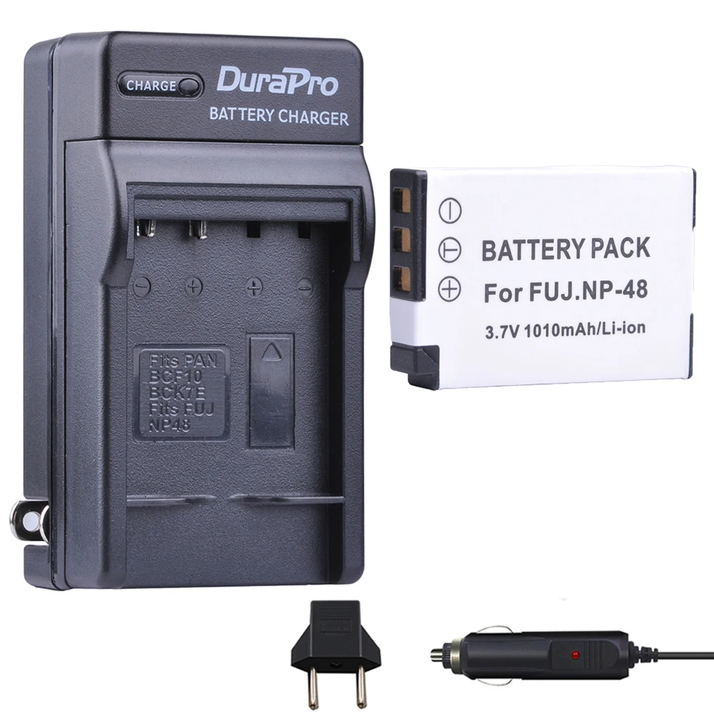 1 Pz Np-Np 48 Np48 3.7 V 1010 Mah Li-Ion Bateria + Auto Charger + Eu Plug Per Fuji Fujifilm Xq1 Xq2 Np-Fotocamera Batteria