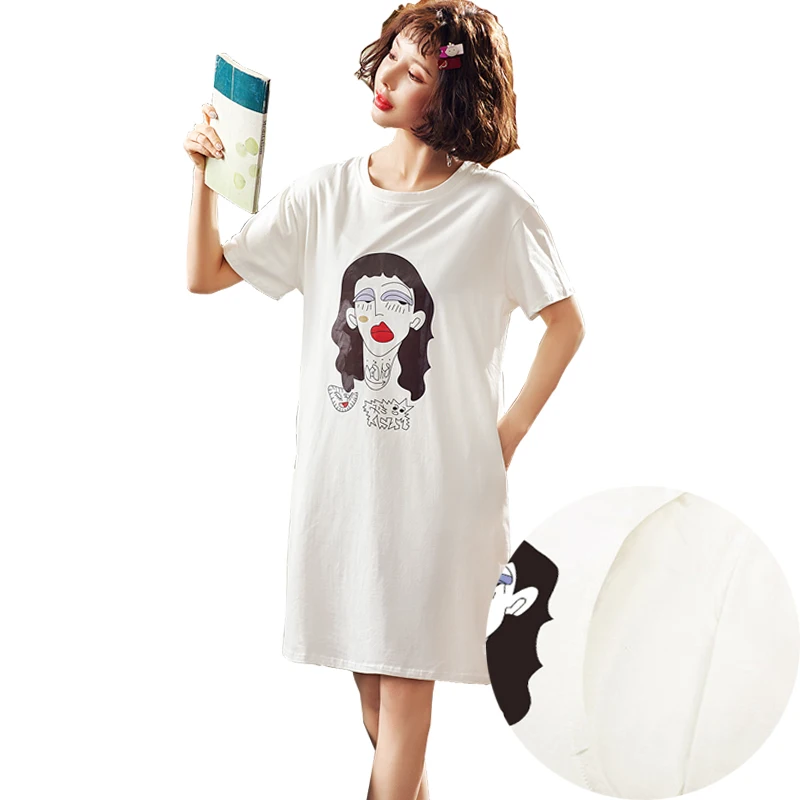 Character Design Print Casual Maternity Postpartum Breastfeeding Dress Boat Neck Short Sleeve Long Tee Shirt Pregnancy Women