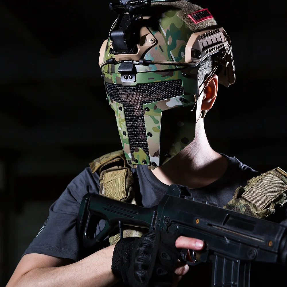 Наружная Военная страйкбольная тактическая Сетчатая Маска, стальная маска для всего лица, маска для быстрого шлема, Пейнтбольная WARGAME CS