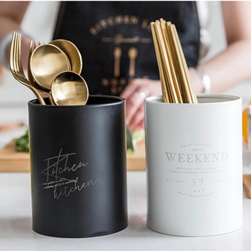 

Nordic Stainless Steel Chopsticks Storage Jars Multi-function Tableware Spoon Drain Bottles Kitchen Storage Organization Bottles