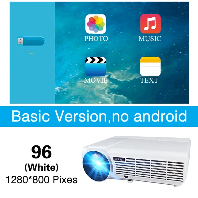 Алстон светодиодный 96/96 Вт светодиодный проектор 4500 люмен двойной Hi-Fi колонки опционально Android6.0 Wi-Fi Поддержка bluetooth 1080P Beamer - Цвет: LED96