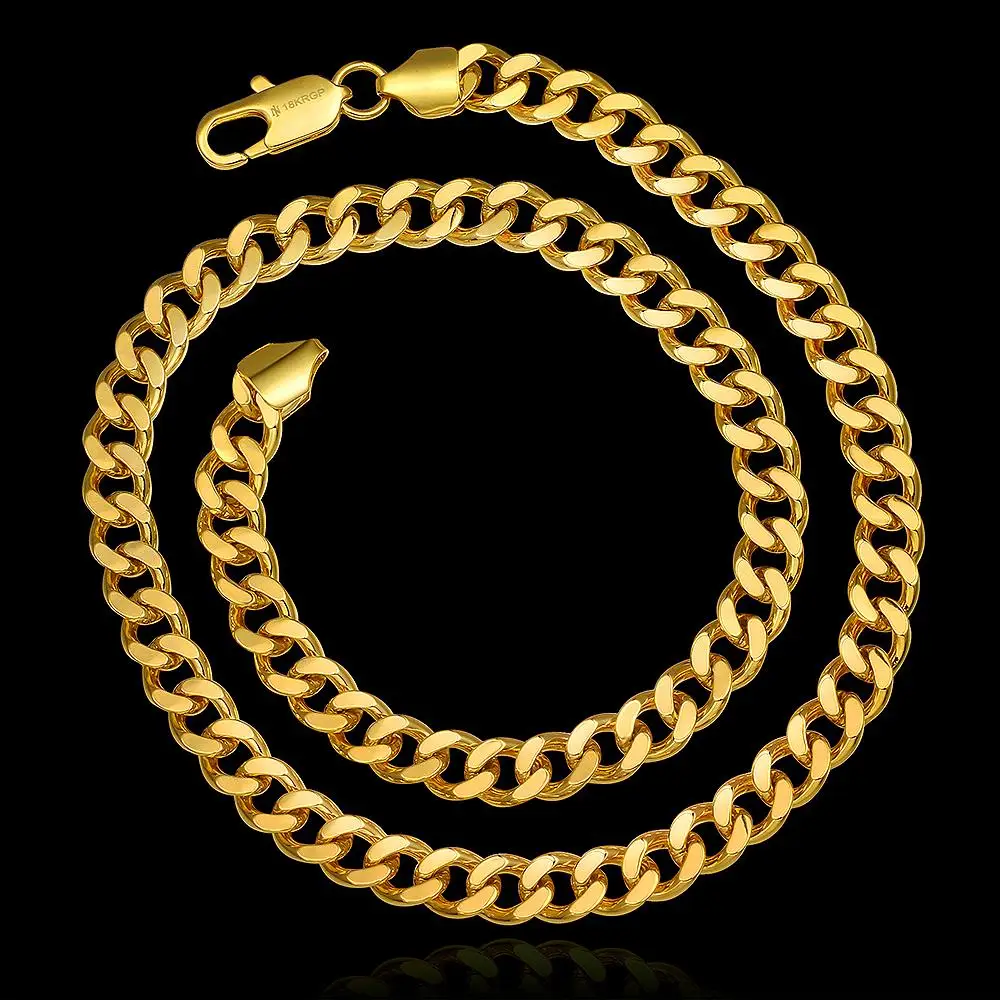 Gold Cuban Chain for Men/Women With &quot;18KGP&quot; Stamp Real Gold Plated Hiphop Jewelry Wholesale 8MM ...