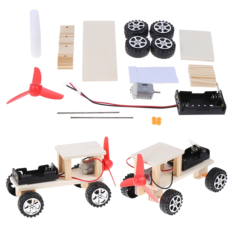 

DIY Electric Wind Car Assembled Puzzles Scientific Experiment Educational Mini Model Early Learning Toy for Children Kids Funny
