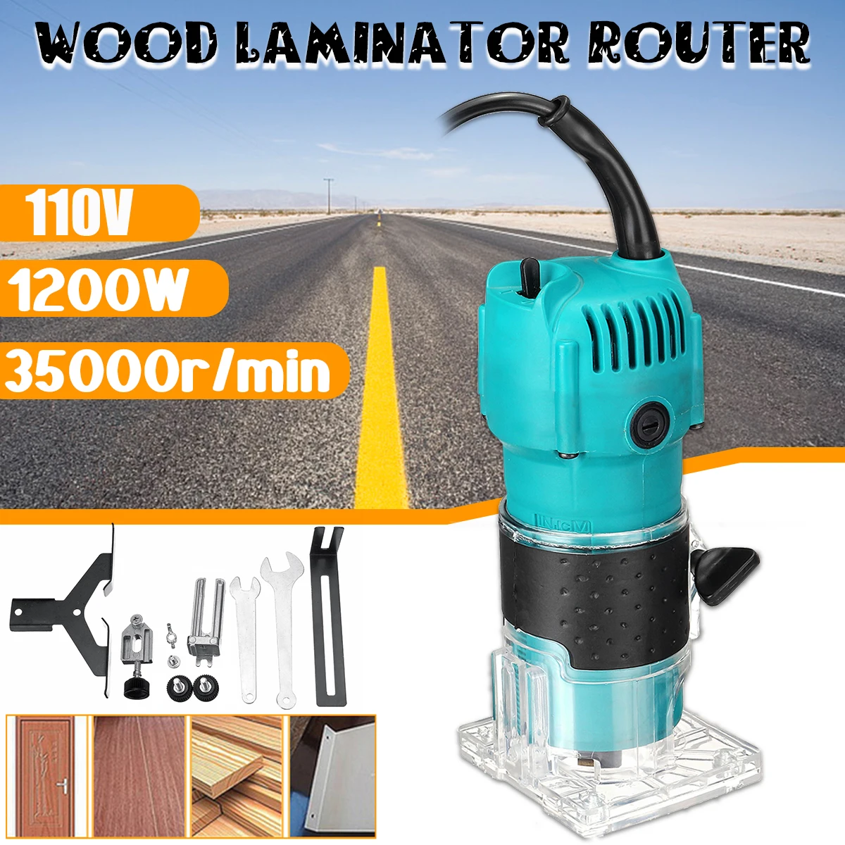 

110V 1200W 1/4 Inch Carving Machine Edge Trimmer Power Tools 35000r/min Electric Hand Trimmer Wood Laminator Router Edge Joiners