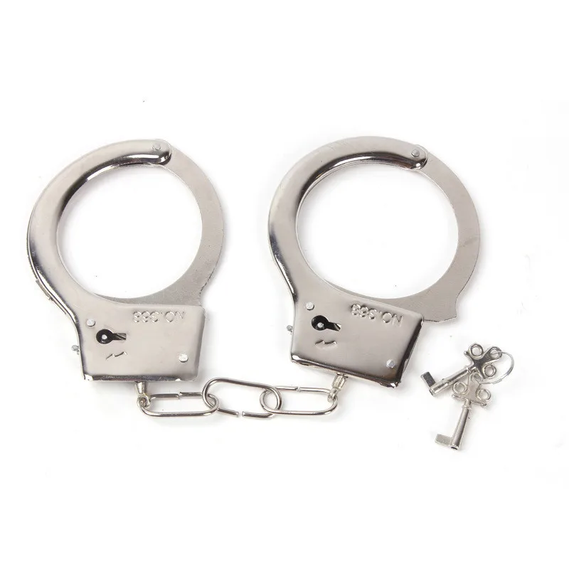 Pretend Play Silver Metal HandCuffs With Keys Police Role Cosplay Tools Police Toy For Children Boy Drop Shipping