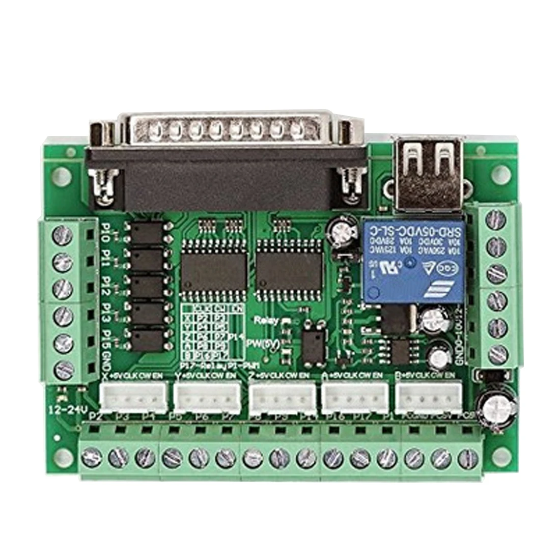 

DC 12V 24V Engraving machine interface board 5 axis stepper motor driver Optocoupler isolation Wire feeding