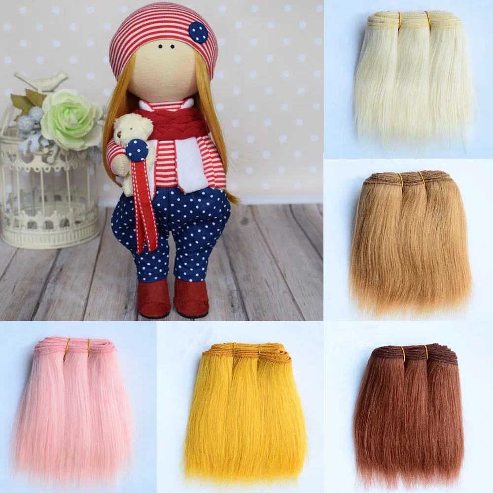 Toy Wigs Doll Wigs Doll Accessories Wool Hair Extensions 18cm Straight Wool Hair Pieces For All Dolls DIY