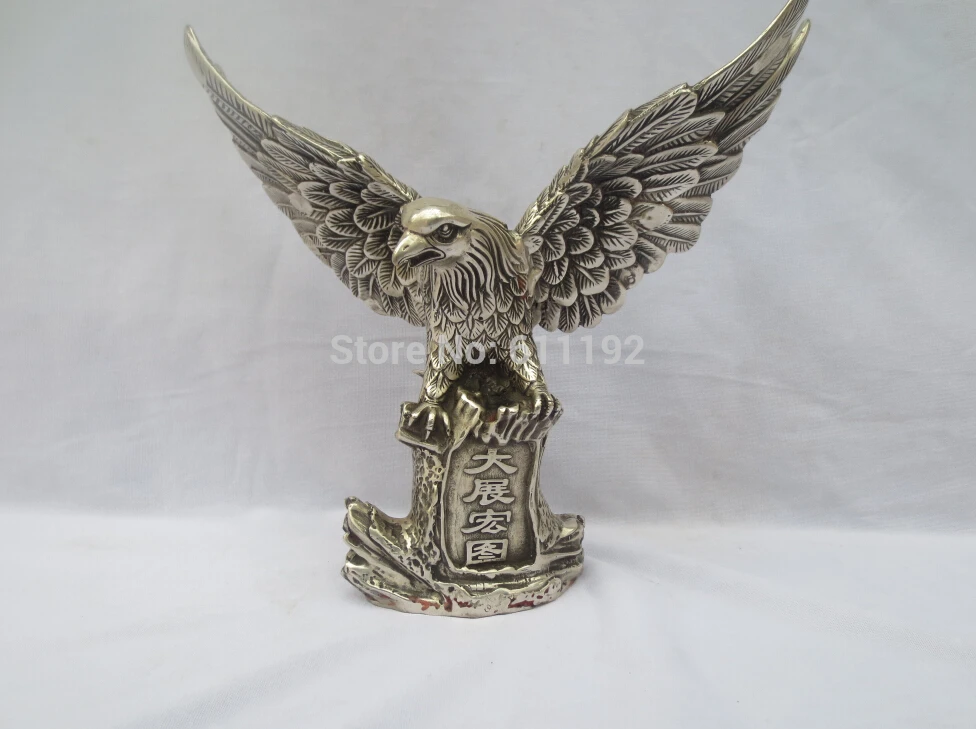 

9.4 Inch Unique Gift Tibet silver hand carved big Eagle statue/sculpture,Home decor FengShui Metal crafts