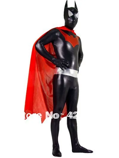  Black Metal & Red Lycra Batman costume DC Comics Metallic Batman Superhero Costume Halloween Costum