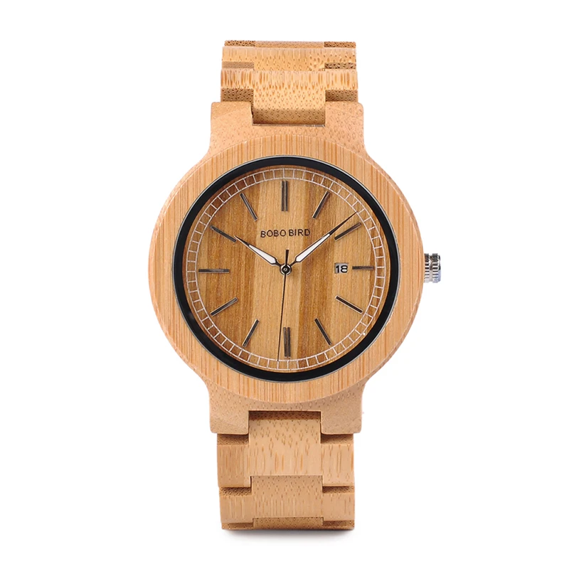 BOBO BIRD WP23 Simple Quartz Watches All Original Bamboo Wristwatch With Date Display for Men Women