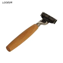 3-слойный бритья Безопасная лезвие ручное электрическая бритва для мужчин уход за лицом уход за бородой с деревянной ручкой