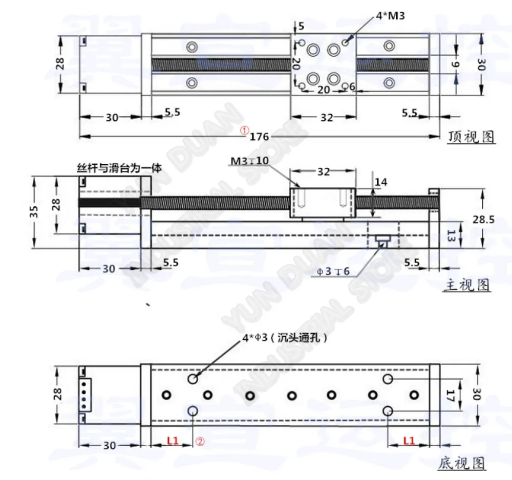 100MM Stroke T-type Screw Sliding Table Rail Linear Stage Transport Ball Screw Guide Platform& NEMA11 28MM Stepper Motor Kits