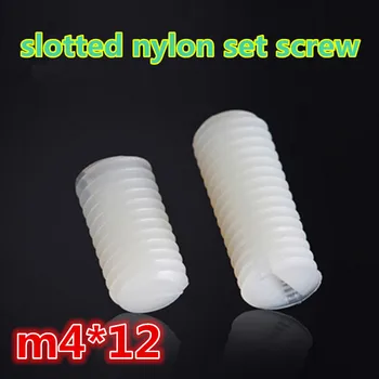 

500pcs m4*12 PA66 white nylon headless slotted grub set screw