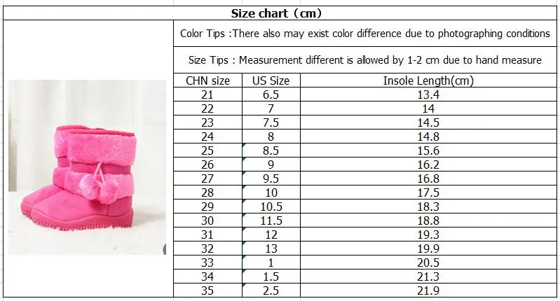 Children's Boots Warm Solid Girls Snow Boot Boys Girls Kids Rubber Boots Children Shoes Non-slip Girl Boots Winter Size 21-35