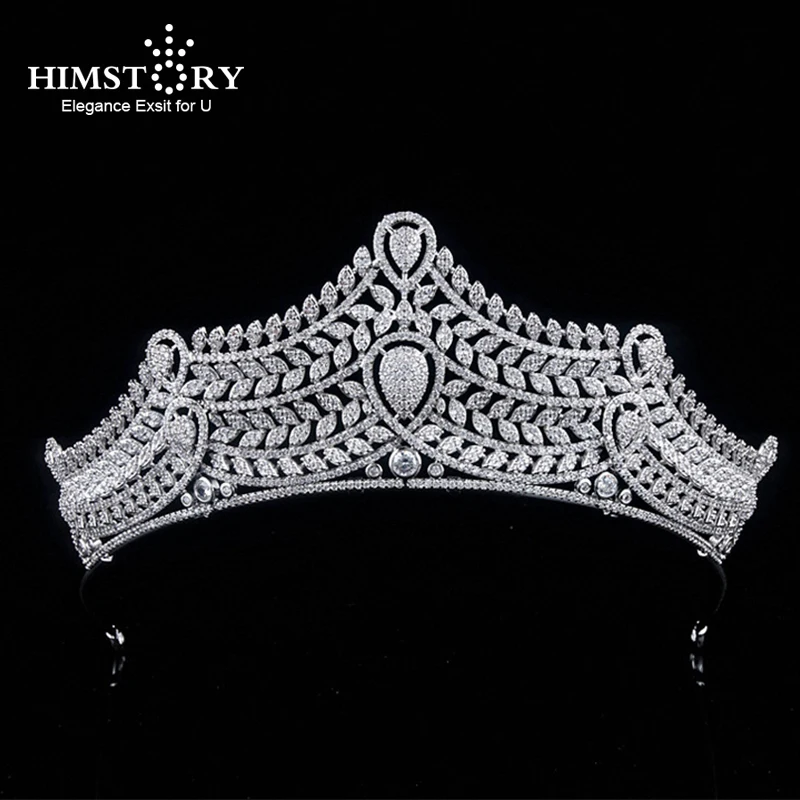

Himstory Princess Vintage Royal Cubic Zirconia Bridal Crowns Copper Wedding Tiaras Women Crown Bride Hair Jewelry
