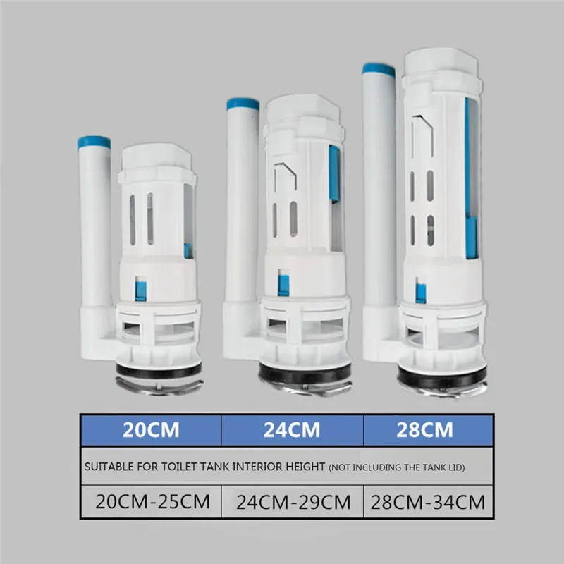 

Toilet Connected Water Tank Dual Flush Fill Drain Valve 21cm Height Adjustable 20/24/28cm