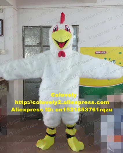Weiß Huhn Chook Hahn Hahn Henne Küken Maskottchen Kostüm Erwachsene Cartoon Charakter Begrüßen Die Gäste Schönheit Parlor zz5505