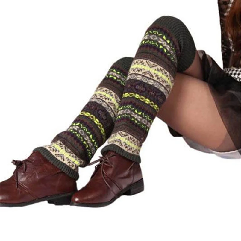 1 пара; шерстяные флуоресцентные камуфляжные богемные утепленные гетры; винтажные женские теплые сапоги выше колена; обтягивающие леггинсы