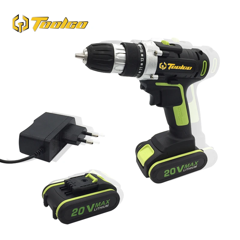 

Toolgo 20V Electric Cordless Impact Drill Lithium Battery DIY Power Driver Variable Speed Electric Screwdriver with LED Light