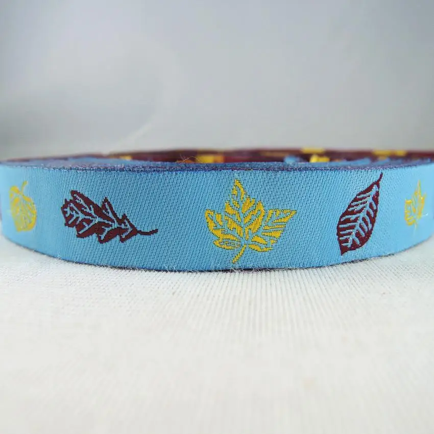 

2017 Wholesale 5/8" 16mm Natural Leaves Woven Jacquard Ribbon DIY Sewing Trims Lace 10Yards/lot 100% Polyester Ribbons CX12