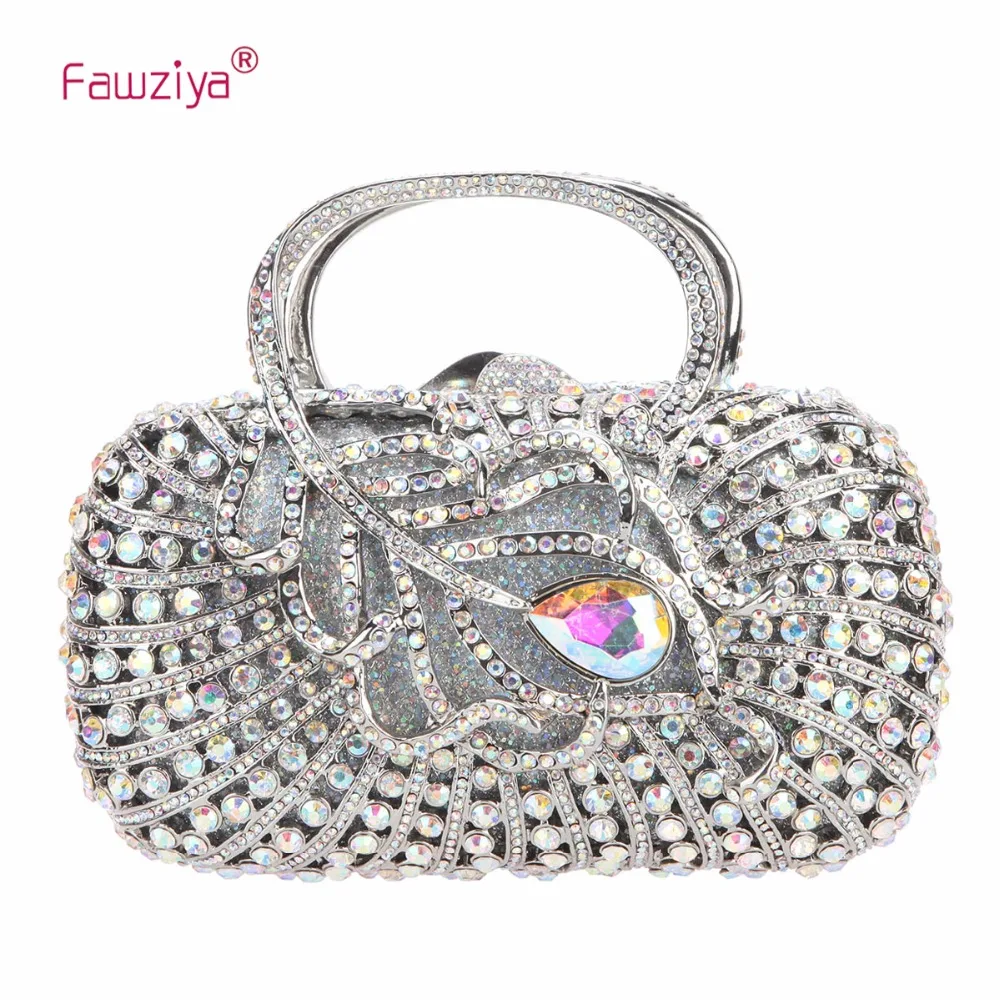 Fawziya Peacock Feather Handle Clutch Evening Bags For Women Pursein