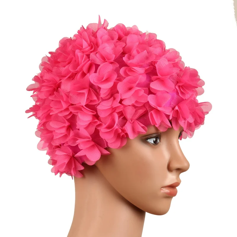 Женская трехмерная шапочка для ванной с цветком лепестками цветными цветами Женская шапочка для плавания для длинных волос милая шапочка для плавания