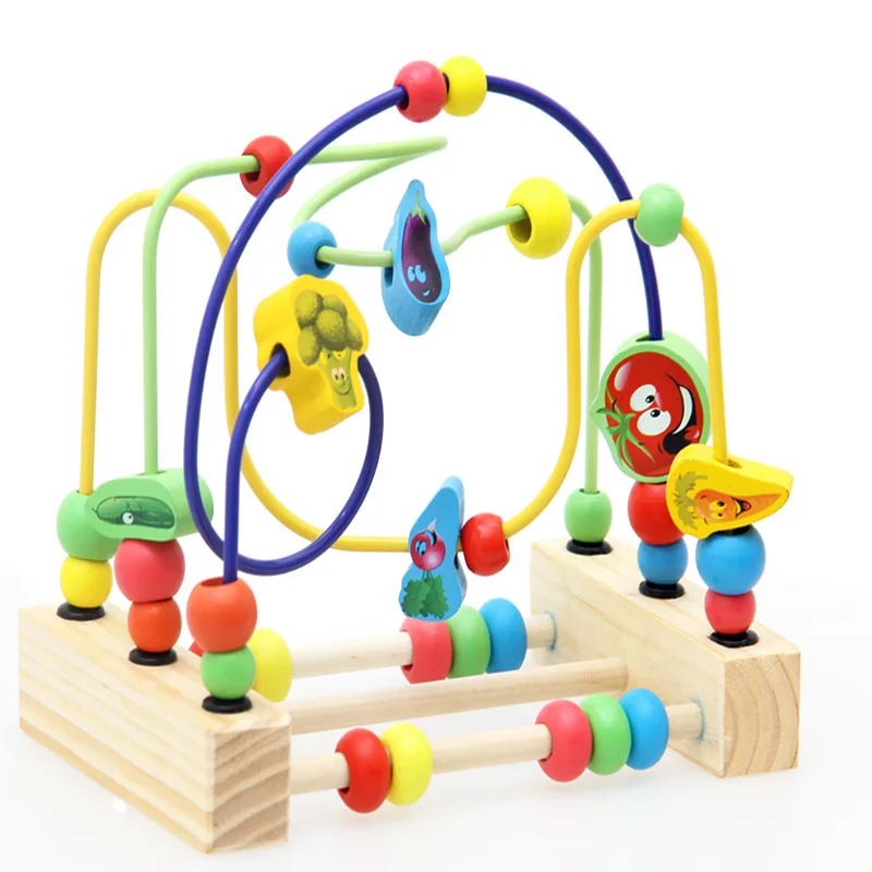 Children 's Vegetables Around The Beads Building Blocks Wooden Toys