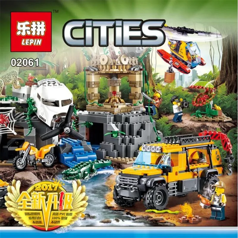 

Lepin 02061 City New Series Exploration of Jungle Building Blocks Bricks DIY Model Set Educational Children Toy 60161 Gift