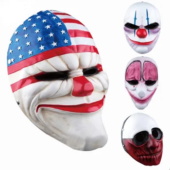

New Payday2 Theme Mask Masquerade Party Costume Clowns Mask Halloween Cosplay Prop Horror Full Face Adults Mask
