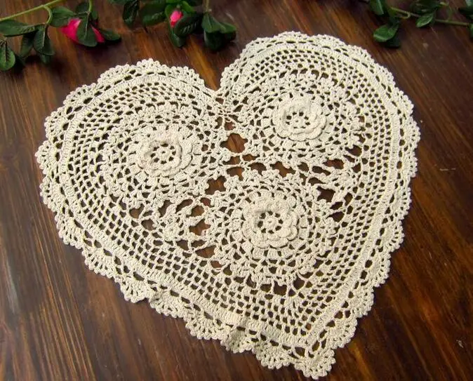 Ручной работы вязаное крючком кружево, хлопок Doily Love коврик для посуды колодки обеденный Чехол для стула, стола домашний декор