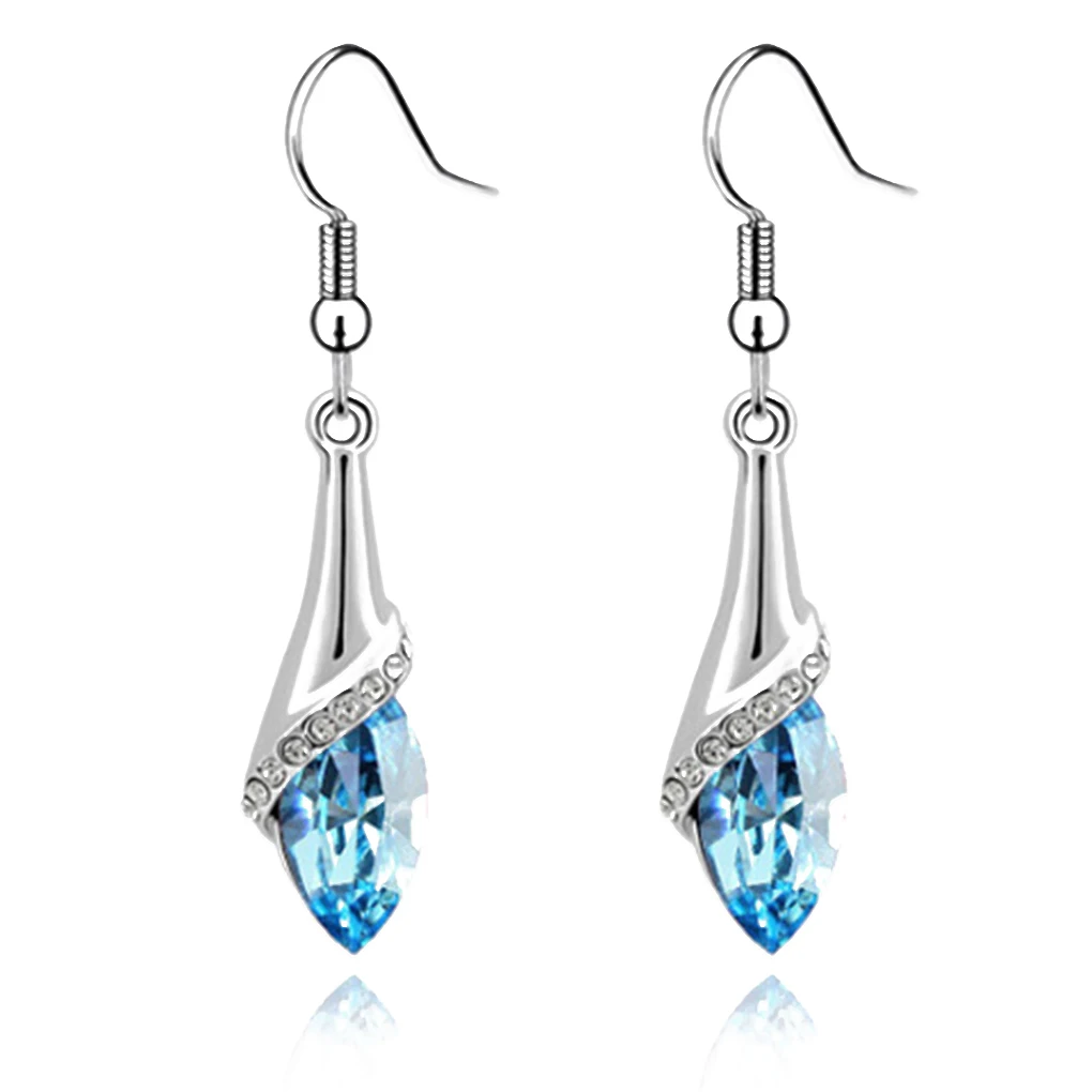 Fashion Women Crystal Drop Hook Earrings Alloy Drop Dangle Earrings