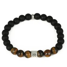FAITHEASY 8 мм тигровый глаз черное покрытие каменные бусины уровень Созвездие эластичный браслет
