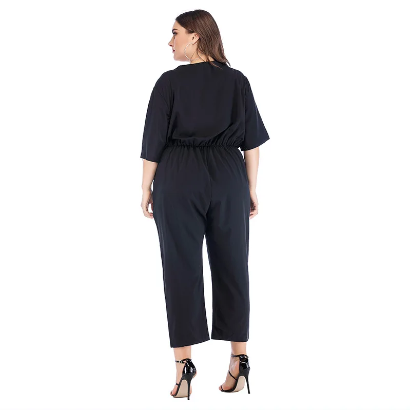 وزرة بذلة ارتداءها المرأة الربيع و الصيف جديد الخامس الرقبة قصيرة الأكمام بلون كبيرة حجم بذلة combinaison فام وزرة بذلة ارتداءها المرأة الربيع و الصيف جديد الخامس الرقبة قصيرة الأكمام بلون كبيرة حجم بذلة combinaison فام