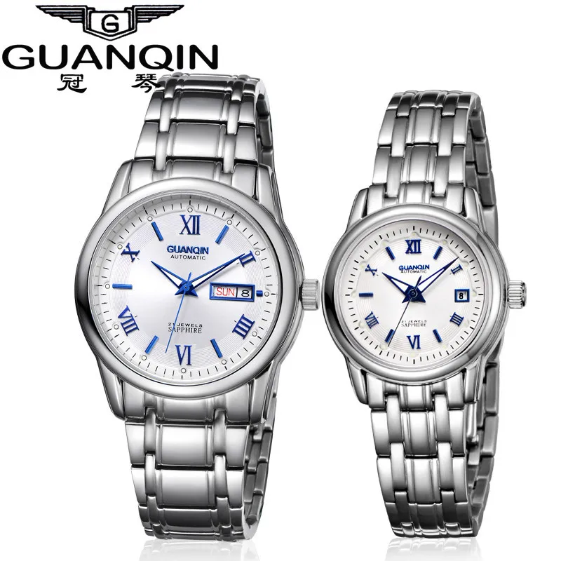 1 Pair GUANQIN Lovers Mechanical Watches Couple Automatic Watch Men Women Clock Auto Date Luminous Waterproof Brand Watch Men (5)