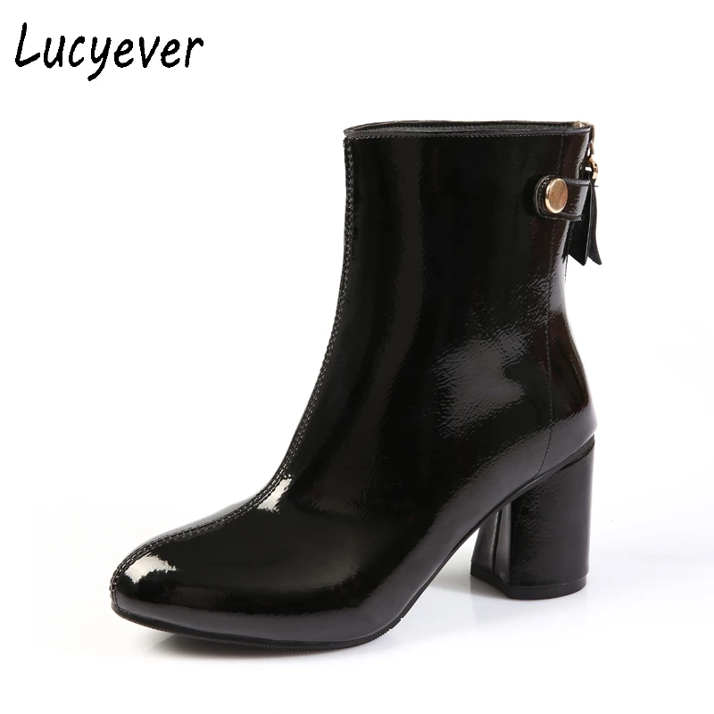 Lucyever осень зима Короткие Плюшевые ботинки дождь Сапоги и для девочек Для женщин