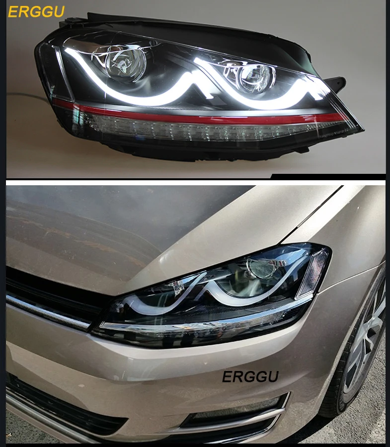 ERGGU Car Styling For VW GOLF 7 MK7 Headlights LED Headlight DRL Daytime Running Light Bi