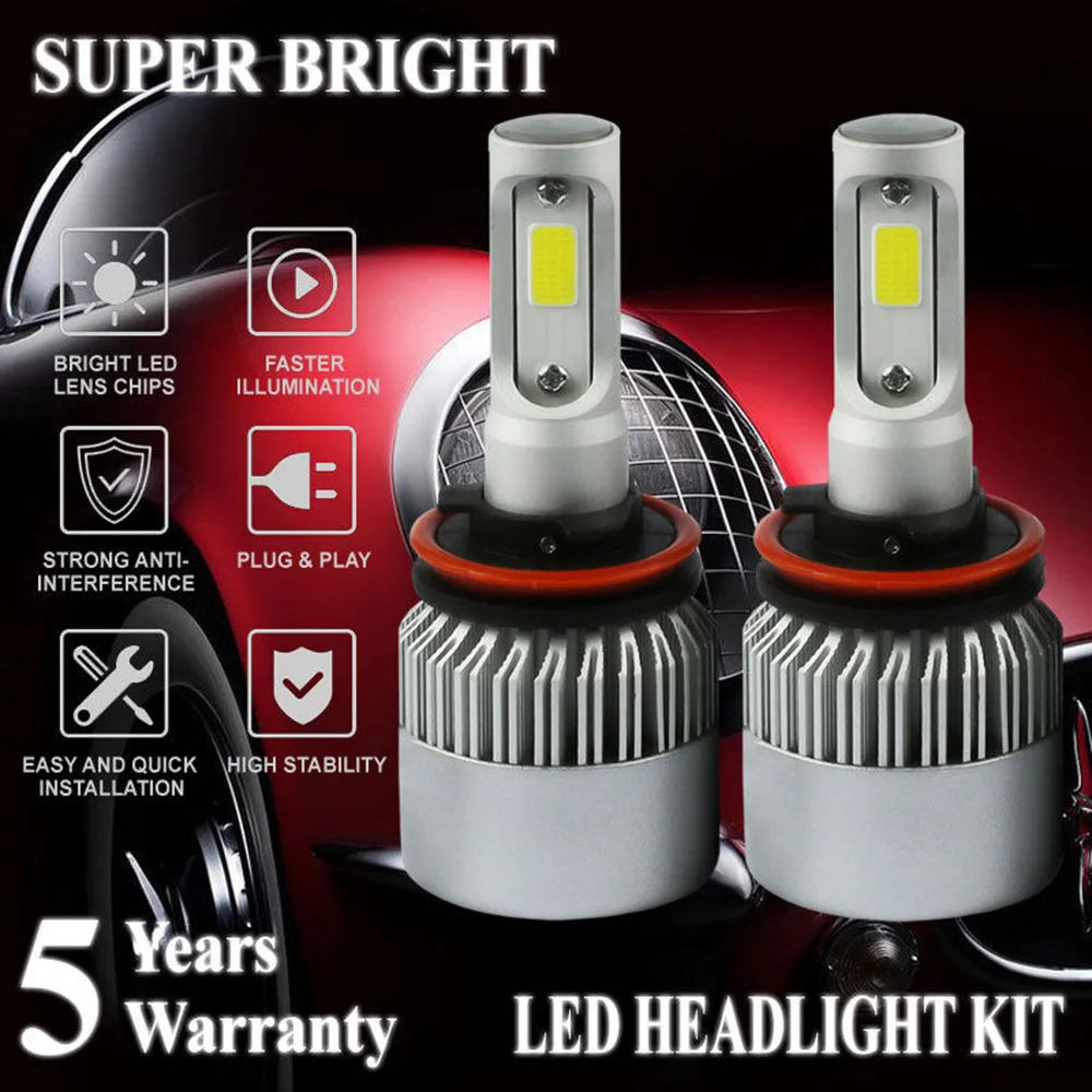 

H11 LED Headlight Bulbs Conversion Kit - 9007 HB5 Hi/Lo Dual Beam, 72w 7600lm 6K Cool White LED Headlights Low Beam High Power