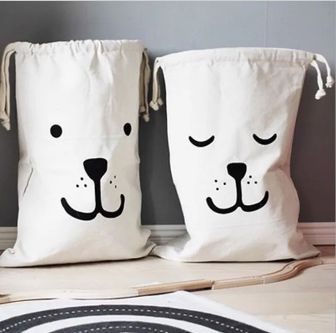 

INS Large Baby Toys Canvas Bear Batman Laundry Hanging Drawstring Bag Household Pouch Bag Housekeeping Toys 48*68cm