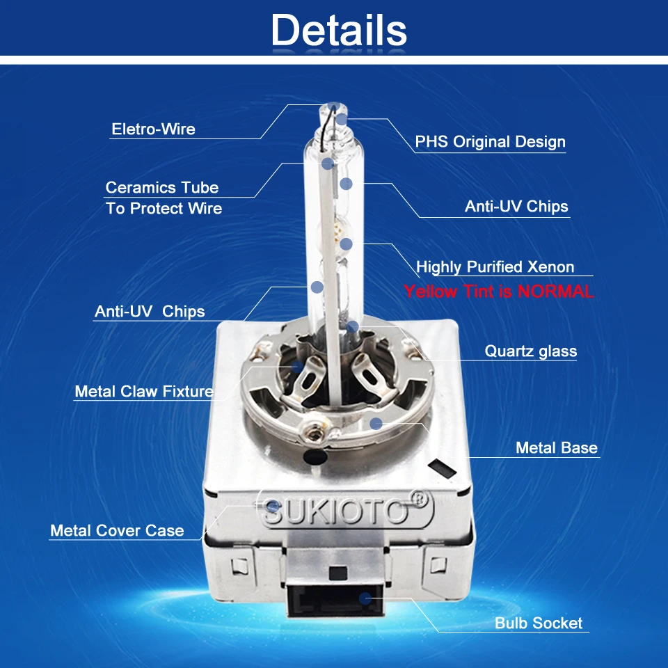 SUKIOTO 2 шт 55W D1S 5000K ксеноновая hid лампа оригинальная 35W D3S 4300K 6000K 8000K полностью Металлическая Автомобильная фара для Benz BMW AUDI auto