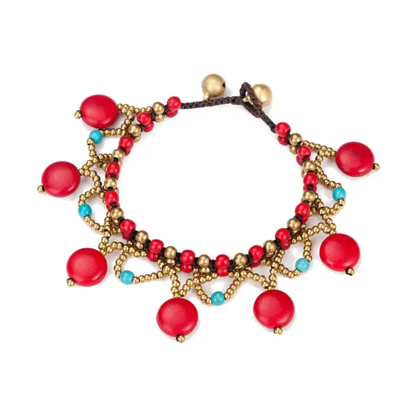 Богемные, ручной работы, слон, Морская звезда, Квадратные браслеты с подвесками для женщин, бисерная цепочка, браслет в этническом стиле, женский браслет - Окраска металла: 77-red