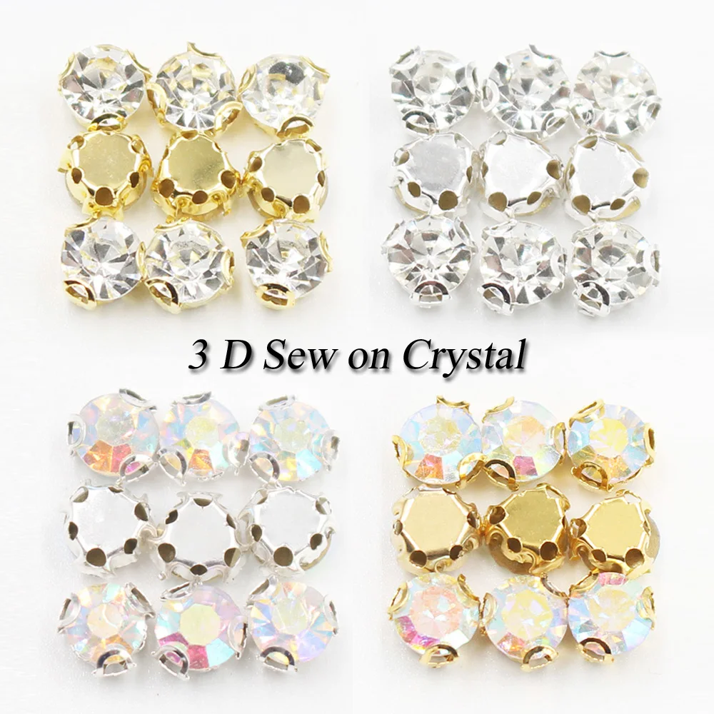 

Shiny Sparkle Crystal Clear Strass Sew on Rhinestone Stones for Clothes Dress Handbag 3d Sewing Rhinestone Decoration DIY