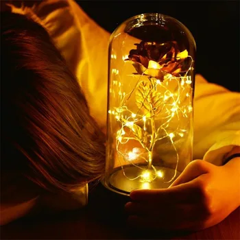 

Fashion Beauty Rose Gold-plated Red Rose With LED Light For Wedding Party Mother's Day Gift Accessories Dropshipping