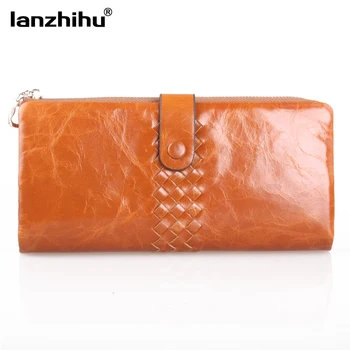 

Clearance Sale Women Leather Wallet Women's Clutch Bag Fashion Weave Zipper Long Female Wallets Card Holder Clutch