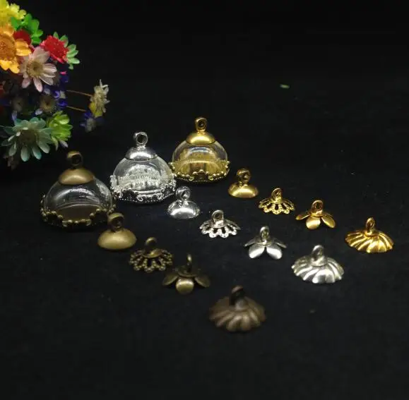 20pcs 15mm Half Round wishing bottle Glass Cover Dome jars flower Base cap set glass vial pendant necklace globe bubble | Дом и сад