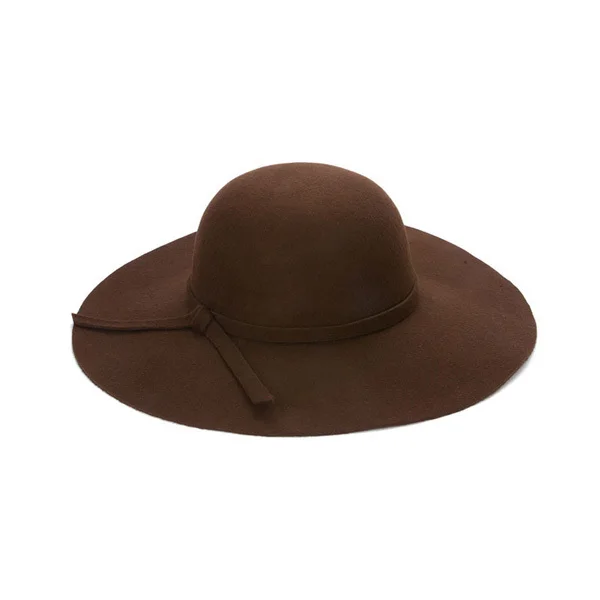 coffee Chapeau,, повседневная фетровая шляпа с широкими полями, Купольные шляпы, высокое качество, шерстяная широкополая шляпа, женская черная шляпка - Цвет: coffee