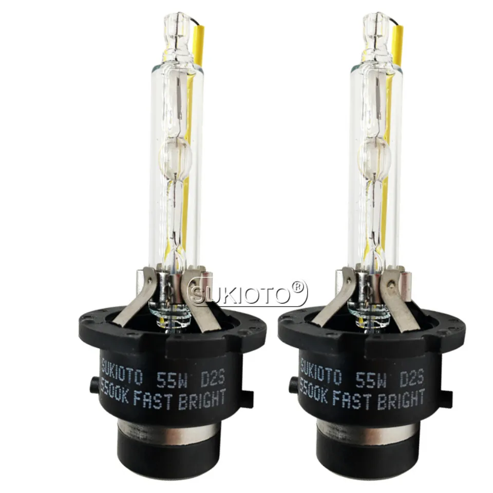 SUKIOTO 2PCS xenon D2S D4S 55W 5500K D2R D4R xenon hid Bulbs Projector Lens Upgrade Bright Metal Bracket Car Headlight Lamps (4)